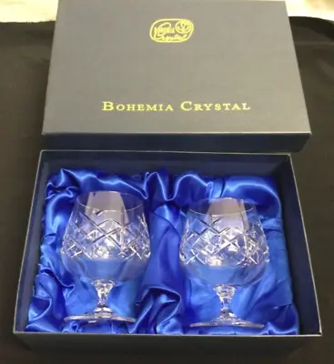 Buy Vintage Crystal Ware Cut Glass Bohemia Crystal Brandy Glasses Set Of Two • 25£