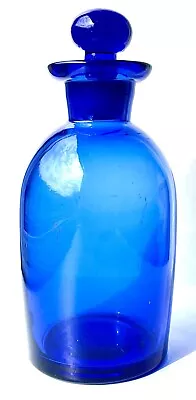 Buy Vintage Cobalt Blue Apothecary Decanter Bottle Perfume Bottle & Ground Stopper • 45£