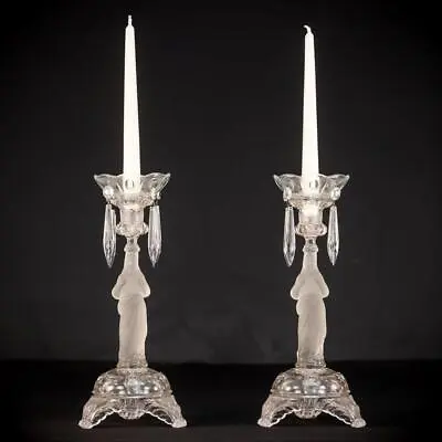 Buy Candlesticks Pair | French Antique Glass Candle Holders | Sacred Heart | 13  • 275£