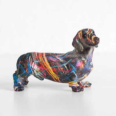 Buy Small Dachshund Sausage Dog Ornament Gift Sculpture Figure Graffiti Paint Splash • 12.99£