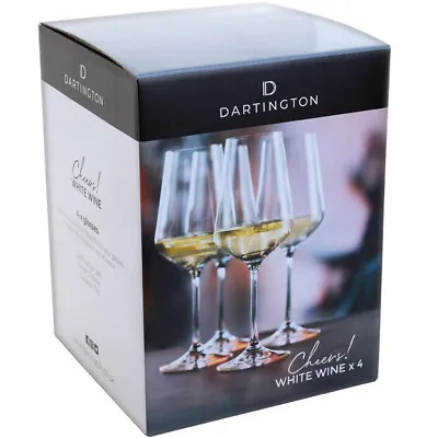 Buy Dartington Crystal White Wine Glasses Cheers! 4 Pack Set 350ml Height 22.6cm • 23.60£