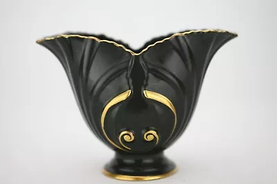 Buy Vintage(1950s) Small Carltonware Vase, Black & Gold, Hand Painted, Immaculate • 23£