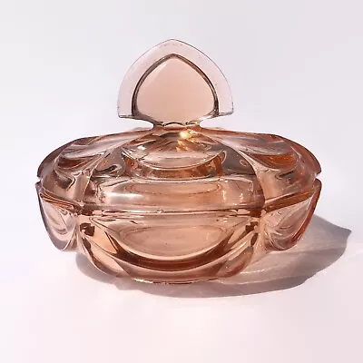 Buy Vintage Pink Peach Glass Vanity Trinket Pot Lidded Powder Bowl Art Deco 1930s • 14£