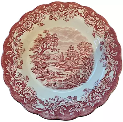 Buy Vintage Staffordshire Ironstone Red White Soup Plate Woburn Ridgway England • 9£
