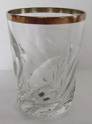 Buy VINTAGE VENETIAN CLEAR CUT GLASS TUMBLER W/HEAVY SWIRL & GILT LIP~EXCELLENT COND • 9.49£