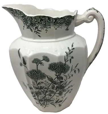 Buy Vintage Pottery Vase Meadow Sweet Keeling & Co Cavendish Green & White Vase 30cm • 7.99£
