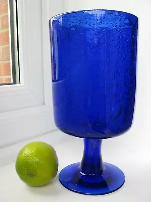 Buy Erik Hoglund Kosta Boda Cobalt Blue Art Glass Bubbles Vase Goblet Signed • 180£