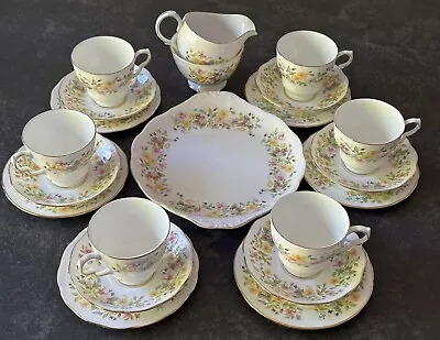 Buy Colclough English Bone China Hedgerow Pattern 21PC Cups Saucers Plates 1990s • 44.99£
