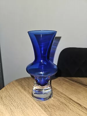 Buy Vintage Retro Sea Glasbruk Sweden Hooped Blue Glass Vase, Swedish, Scandinavian  • 19.99£
