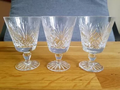 Buy 3 X Vintage Bohemian Cut Crystal Short Stem Wine Sherry Glasses • 12.50£