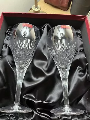 Buy Pair Of Royal Brierley 8 1/4  Berkeley Lead Crystal Glass Wine Goblets /Glasses • 18.99£