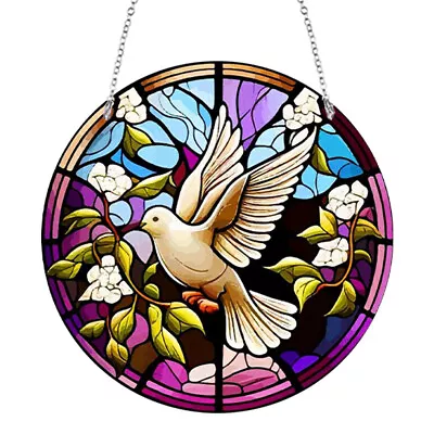 Buy Suncatcher Window Wall Hanging Ornament With Chain Acrylic Stained Glass Bird • 9.47£