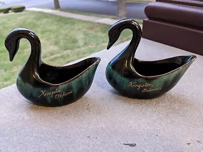 Buy Set Of 2    McMaster Craft Pottery Swans  Drip Glaze 4.5 Inch Tall • 12.46£