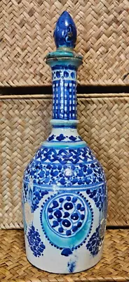 Buy Antique Moroccan 19th Cent Pottery Oil Bottle With Stopper  Fez Wear  ( Iznik ?) • 280£