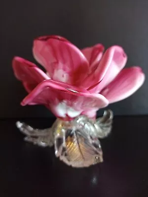 Buy Vintage Murano Glass Pink Rose Candle Holder • 30£