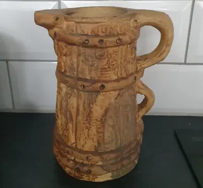 Buy Vintage Art Pottery Large Hillstonia Moira Jug Pitcher Wood Effect Vase 20cm VGC • 18£