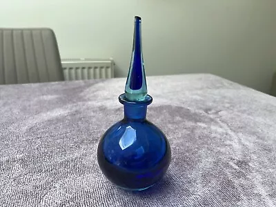 Buy Vintage Art Glass Deep Blue Glass Perfume Decanter 20 Cm High. • 8£