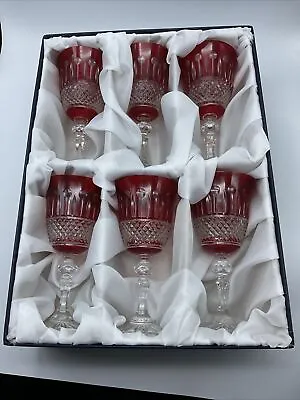 Buy Six Amazing Large Vintage Roemer Wine Glasses Crystal Design Color Red/clear • 189.32£