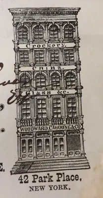 Buy 1870 BILLHEAD WOODWARD CAHOONE & CO. NYC CROCKERY GLASS Adams Fair Haven Vt • 5.38£