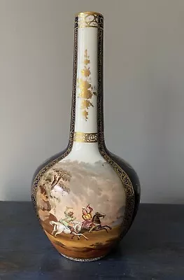 Buy Antique Dresden Helena Wolfsohn (?) Hand Painted Scenes Vase Cobalt & Gold • 120£