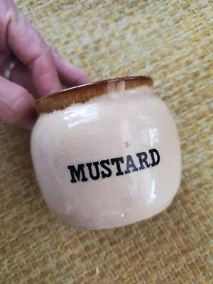 Buy Vintage Old Brown Stoneware Ceramic MUSTARD Jar Brown Drip 3  X 3 1/2  • 14.30£