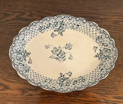 Buy Antique F & Sons Chatsworth Meat Platter/serving Plate Blue Transfer Print 36x26 • 9£