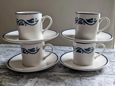 Buy Hornsea Pottery, Loire Blue,  Espresso Cups And Saucers X 4, Coffee Cups • 14.99£