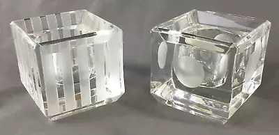 Buy Vintage Pair Of Vera Wang Full Lead Crystal Wedgwood Square Glass Candle Holders • 18.49£