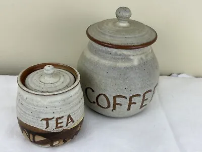 Buy VINTAGE CANTERBURY POTTERY Studio Pottery TEA & COFFEE Storage Jar With Lids • 35£