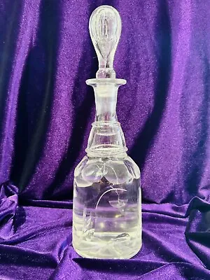 Buy ANTIQUE VICTORIAN MALLET SHAPED LEAD CRYSTAL CUT GLASS DECANTER STAR BASE 1840’s • 65£