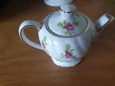 Buy Sadler England Miniature Mini Teapot Roses Gold Guilt Trim • 13.99£