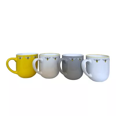 Buy Set Of 4 Bee Happy Printed Mugs Tea Coffee Cups Kitchenware Mug Premium Quality • 12.99£