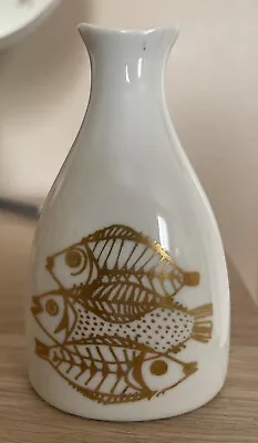 Buy PORSGRUND Norway Norwegian Scandinavian Porcelain Gold Fish Vase MCM Vintage • 12£