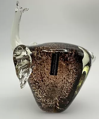 Buy Murano Style Glass Elephant Figurine Clear Heavy Glass With Brown Flecks - 19cm • 25.95£