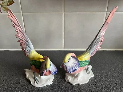 Buy A Pair Of Crown Staffordshire Fine Bone China Multi-Coloured Birds + Long-Tails • 15£