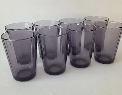 Buy Pasabahce Vertical Lines Amethyst Juice Glasses 4” Lot Of 8 Light Reflecting • 36.52£