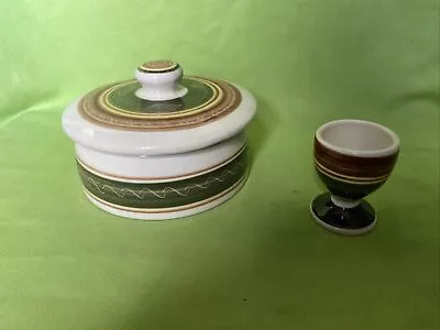 Buy Vintage Dragon Pottery Lidded Jam Pot & Egg Cup Rhayader A/F • 3£
