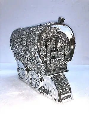 Buy Crushed Diamond Wagon Gypsy Silver Caravan Display Ornament Glitter Bling Shelf • 29.99£