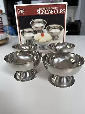 Buy Stainless Steel Sundae Dishes Vintage From Boots X 4 • 16£