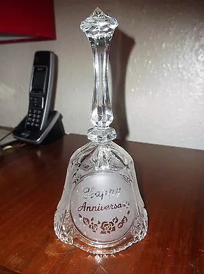 Buy Elegant Etched Lead Crystal Glass Bell & Clanger Happy Anniversary Prism Handle • 5£