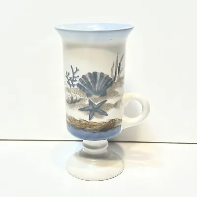 Buy Otagiri Japan Stoneware Irish Coffee White Blue Beach Pedestal Mug Handcrafted • 9.49£