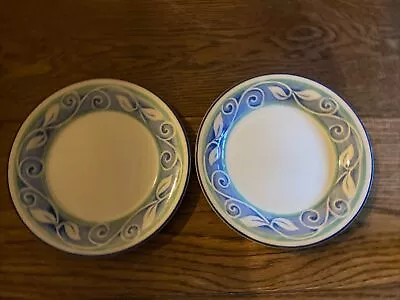 Buy Staffordshire Tableware Blue Green Swirls & Leaves  17cm  Side Plates X 2 • 8.75£
