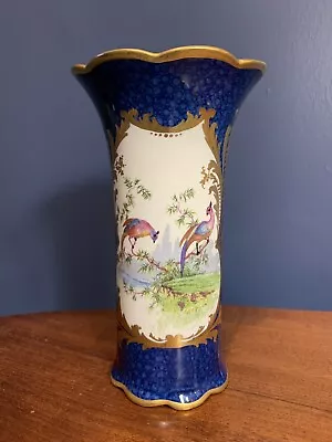 Buy George Jones & Sons Exotic Birds Cobalt Blue & Gilt Decorative Porcelain Vase • 75£