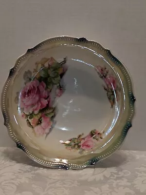 Buy Antique C1914 PK Silesia Germany Hand Painted Pink Roses 10  Bowl • 37.92£