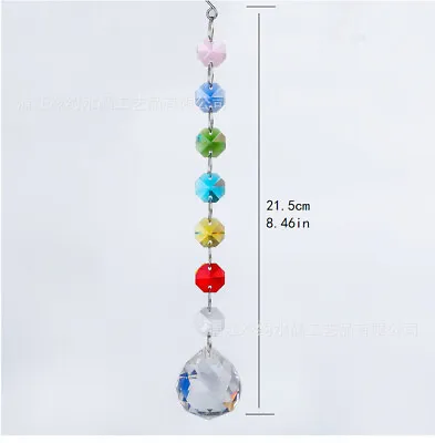 Buy 14mm Colorful Octagonal Beads Prism Crystal Lighting Ball Pendant Window Hanging • 3.99£