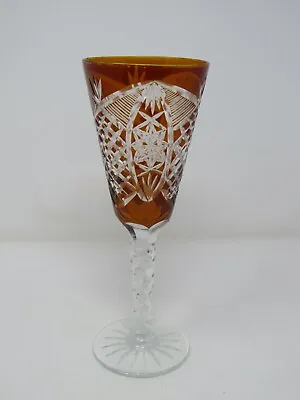 Buy Czech Bohemian Cut To Clear Amber Crystal Champagne Flute Glass  • 33.74£