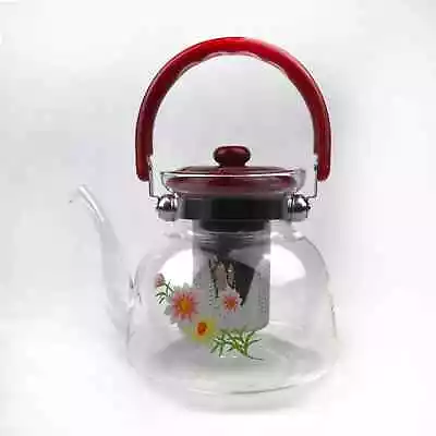 Buy 1400ml Clear Glass Teapot With Infuser Hot Drink Kettle Pot Coffee Green Teapot • 14.95£
