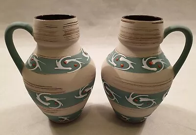 Buy Pair Of Carstens Tonnieshof West Germany Pottery Jugs Vases 1506-21 1960s 1970s • 54.99£
