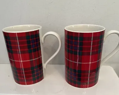 Buy 2x Vintage Dunoon Red Fraser Tartan Mugs- Stoneware-Made In Scotland • 22.99£