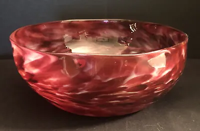 Buy RG Glass Studio Red Bowl With White/clear Swirls Signed Art Glass Fruit Bowl • 45.47£